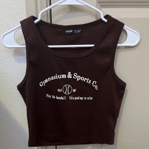 shein brown tank crop top! in a size S
